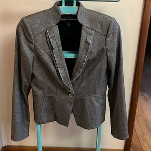 Grey tweed print fitted jacket from White House black market